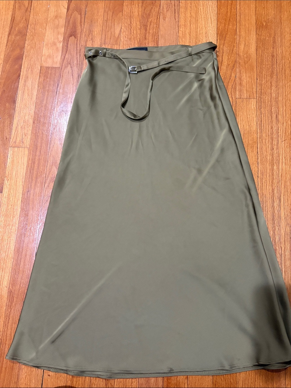 Zara green satin skirt